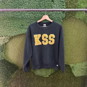 Vintage Russell Athletic KSS Spellout Black Crewneck Medium